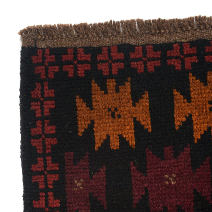 Black Afghan Baluchi Rug 4' 3" x 6' 5" Hand-Knotted | No. AL96047