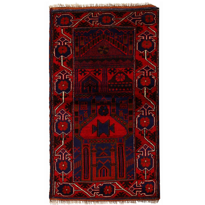 Afghan Prayer Rug 2' 8" x 4' 9" Hand-Knotted | No. AL96049