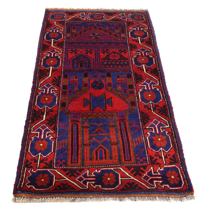 Afghan Prayer Rug 2' 8" x 4' 9" Hand-Knotted | No. AL96049