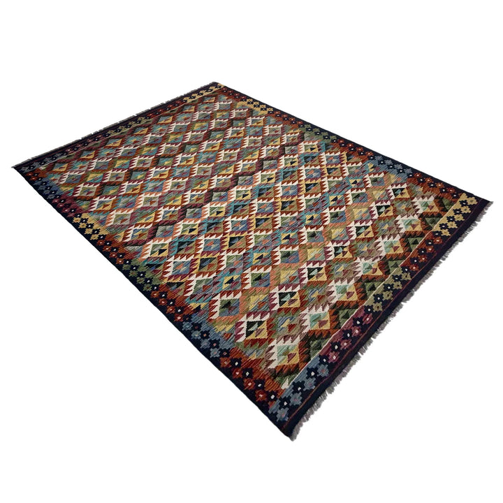 Afghan Vegetable Kilim Rug 5' 10" x 8' 2" Flat-Weave | No. AL960905