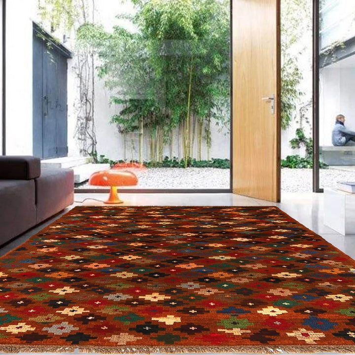 Orange Afghan Baluchi Rug 3' 10" x 6' 4" Hand-Knotted | No. AL96090