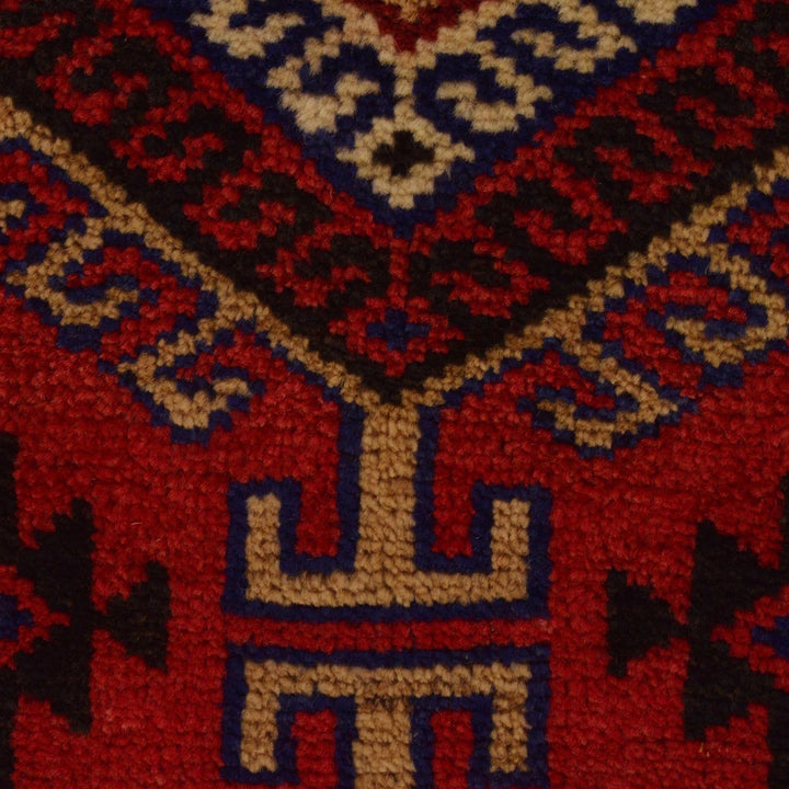 Red Afghan Baluchi Rug 2'10" x 3'10" Hand-Knotted | No. AL96128