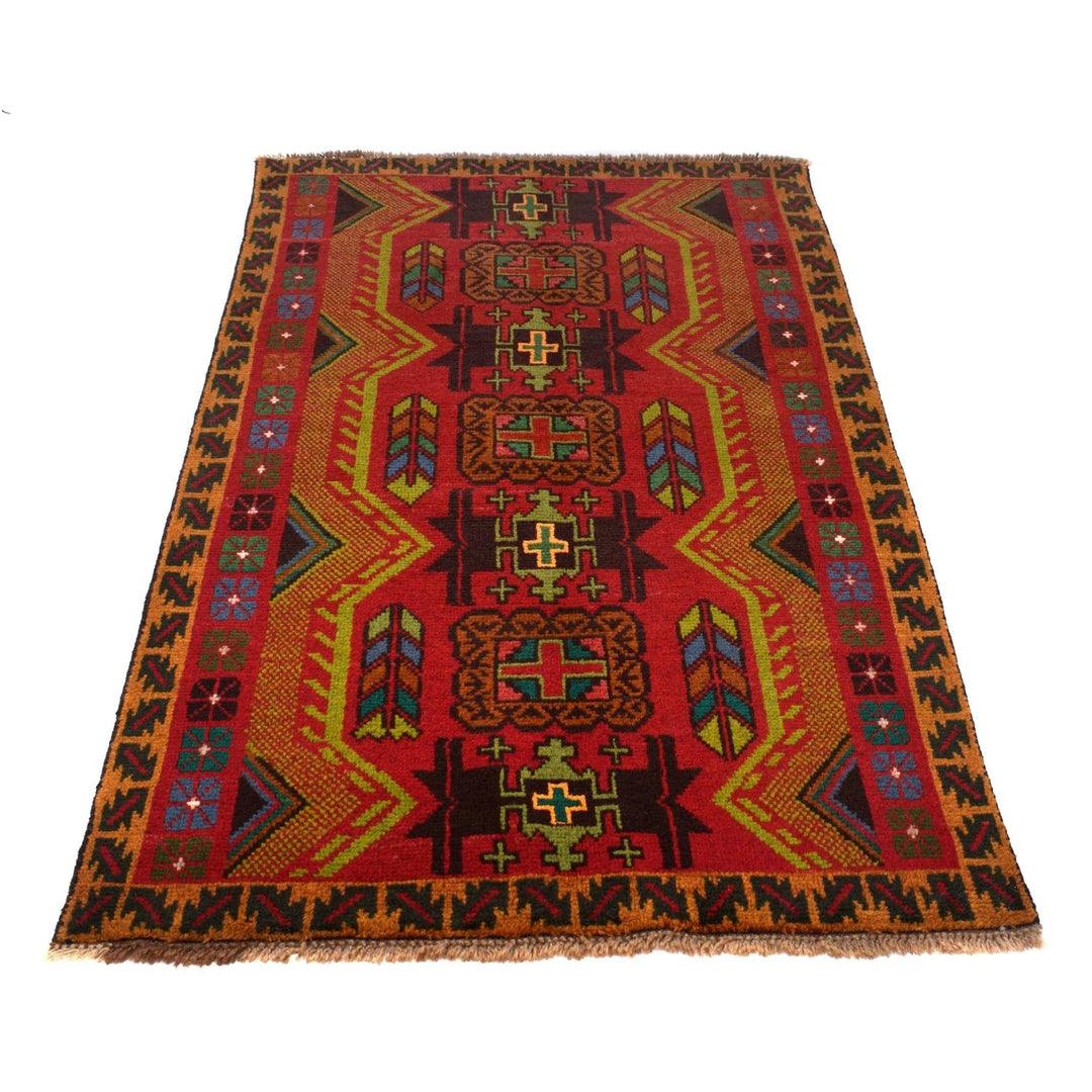 Afghan Baluchi Rug 3'8" x 6'4" Hand-Knotted | No. AL96243