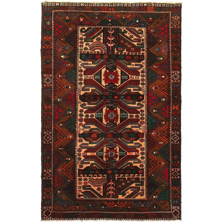 Afghan Baluchi Rug 3' 9" x 5' 11" Hand-Knotted | No. AL96296