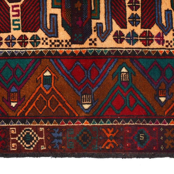 Afghan Baluchi Rug 3' 9" x 5' 11" Hand-Knotted | No. AL96296
