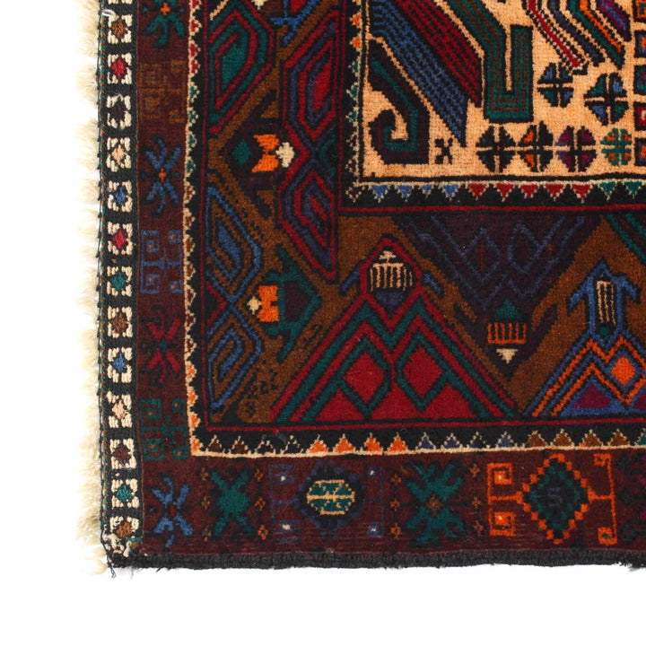 Afghan Baluchi Rug 3' 9" x 5' 11" Hand-Knotted | No. AL96296
