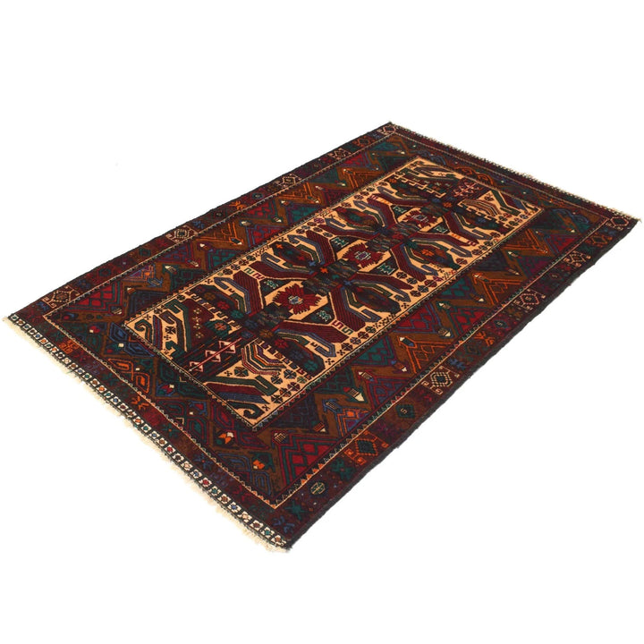 Afghan Baluchi Rug 3' 9" x 5' 11" Hand-Knotted | No. AL96296