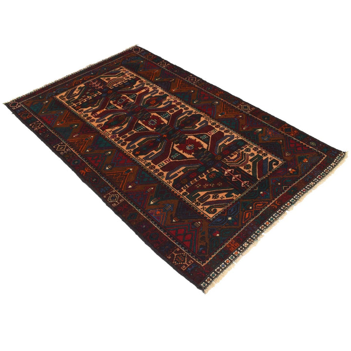 Afghan Baluchi Rug 3' 9" x 5' 11" Hand-Knotted | No. AL96296