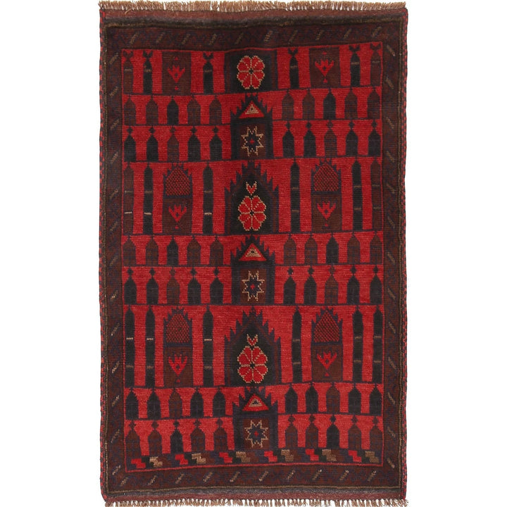 Afghan Prayer Rug 2' 9" x 4' 4" Hand-Knotted | No. AL96342