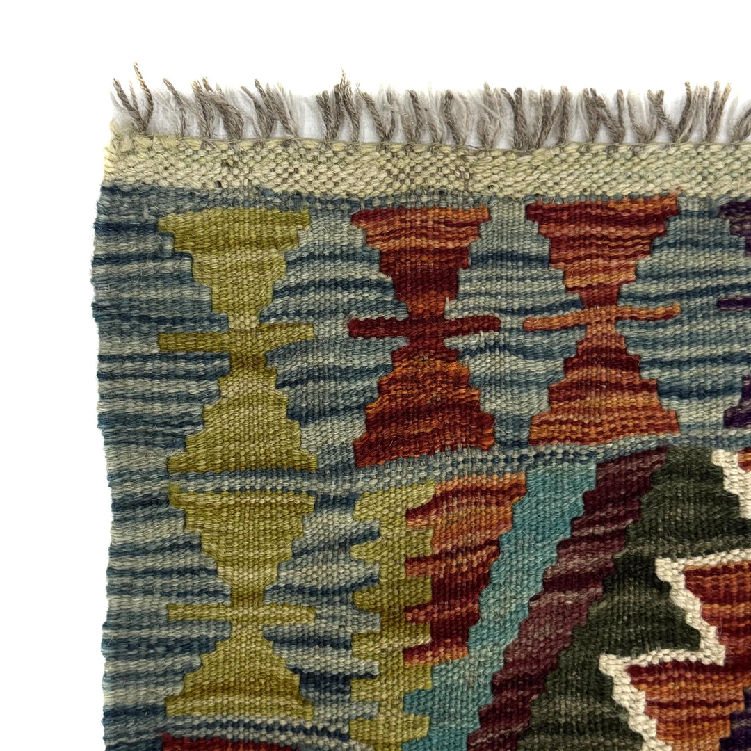 Afghan Vegetable Kilim Rug 2' 11" x 4' 2" Flat-Weave | No. AL963912