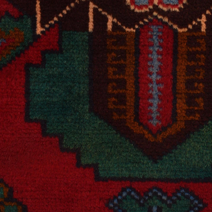 Red Afghan Baluchi Rug 2' 11" x 4' 2" Hand-Knotted | No. AL96410