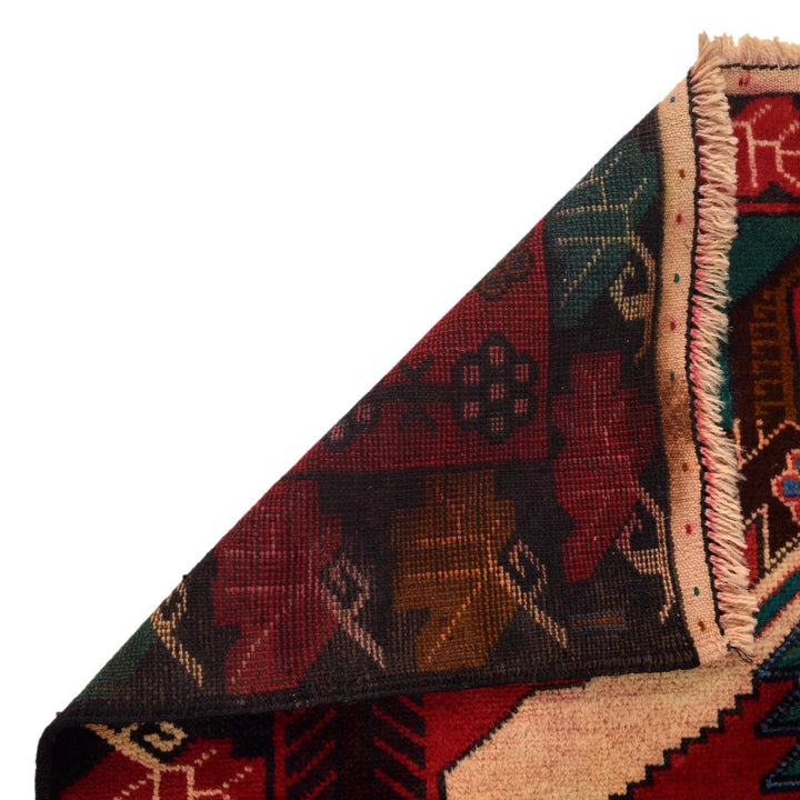 Red Afghan Baluchi Rug 2' 11" x 4' 2" Hand-Knotted | No. AL96410