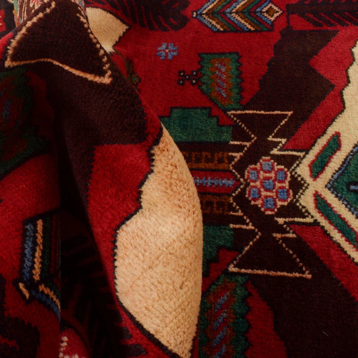 Red Afghan Baluchi Rug 2' 11" x 4' 2" Hand-Knotted | No. AL96410