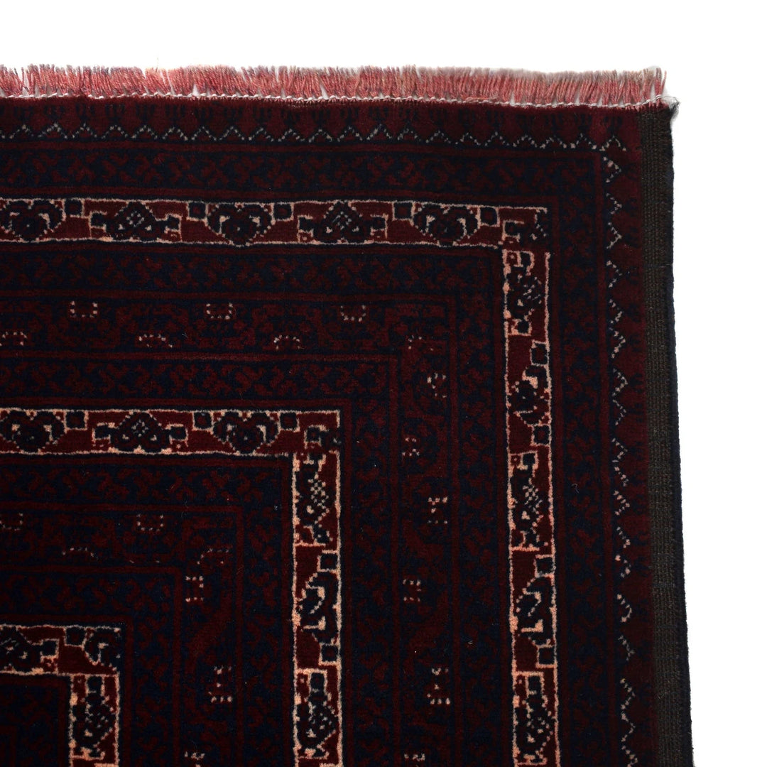 Red Afghan Khoja Roshnai Rug 6' 5" x 9' 7" Hand-Knotted | No. AL96479