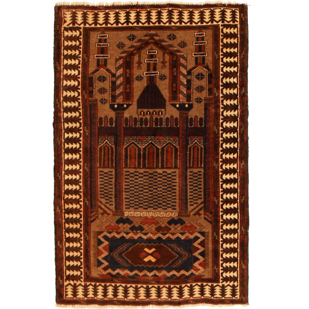 Afghan Prayer Rug 2' 10" x 4' 4" Hand-Knotted | No. AL96482
