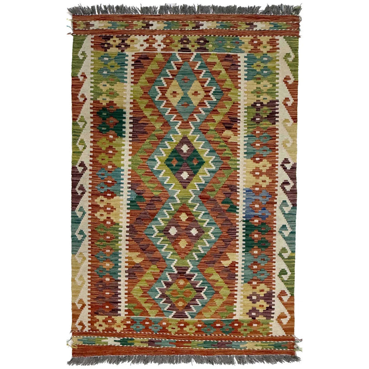 Afghan Kilim Rug 3' 3" x 5' 0" Flat-Weave | No. AL96483