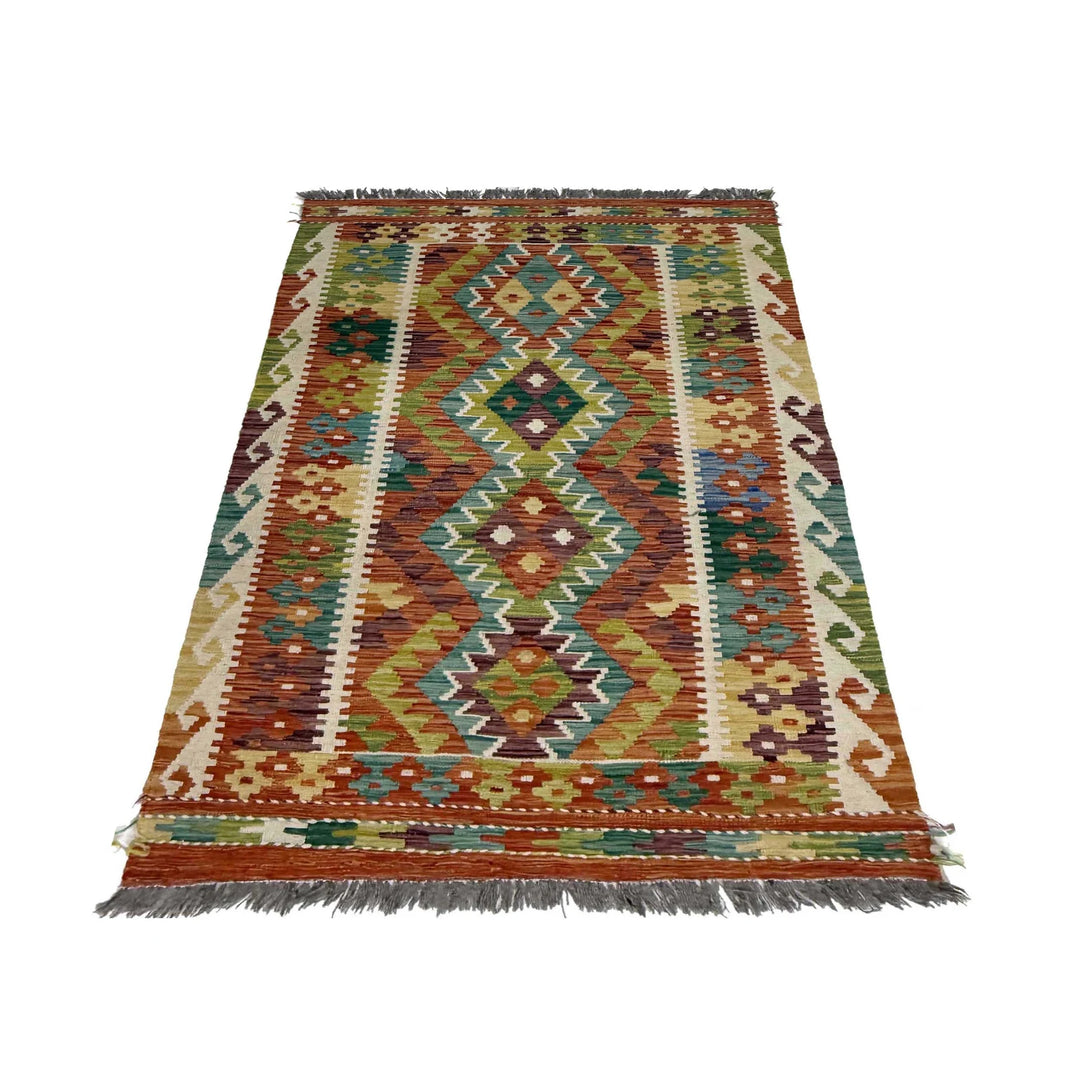 Afghan Kilim Rug 3' 3" x 5' 0" Flat-Weave | No. AL96483