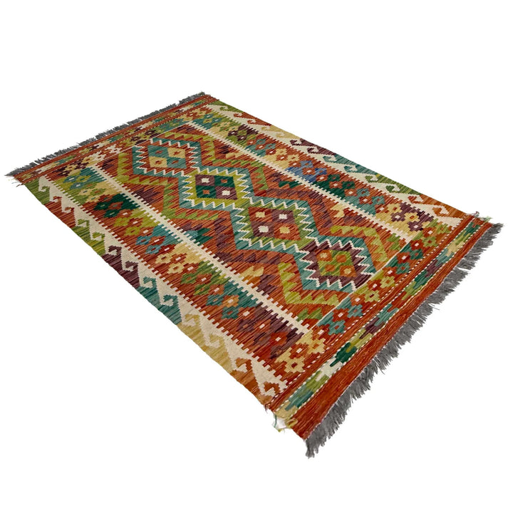 Afghan Kilim Rug 3' 3" x 5' 0" Flat-Weave | No. AL96483