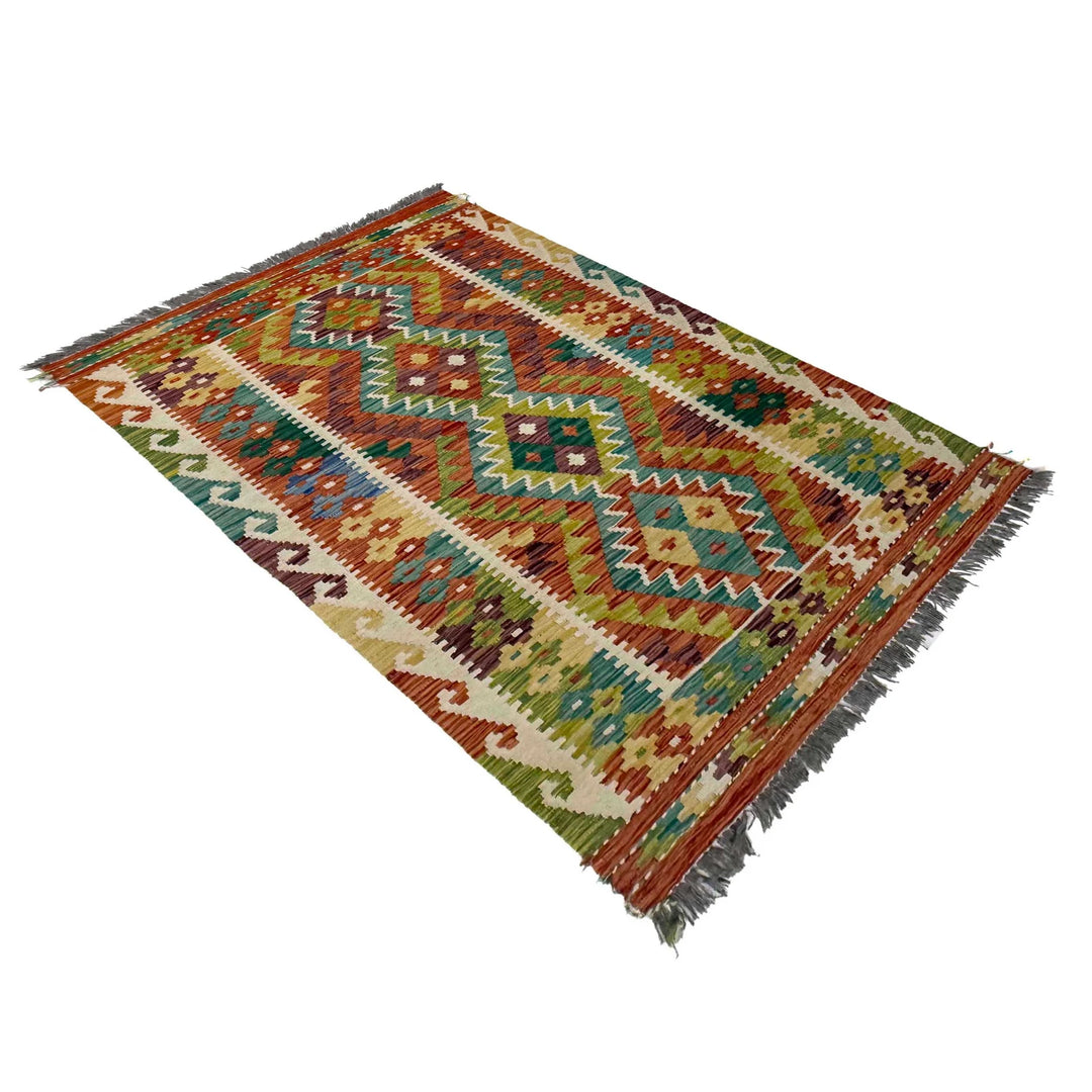 Afghan Kilim Rug 3' 3" x 5' 0" Flat-Weave | No. AL96483