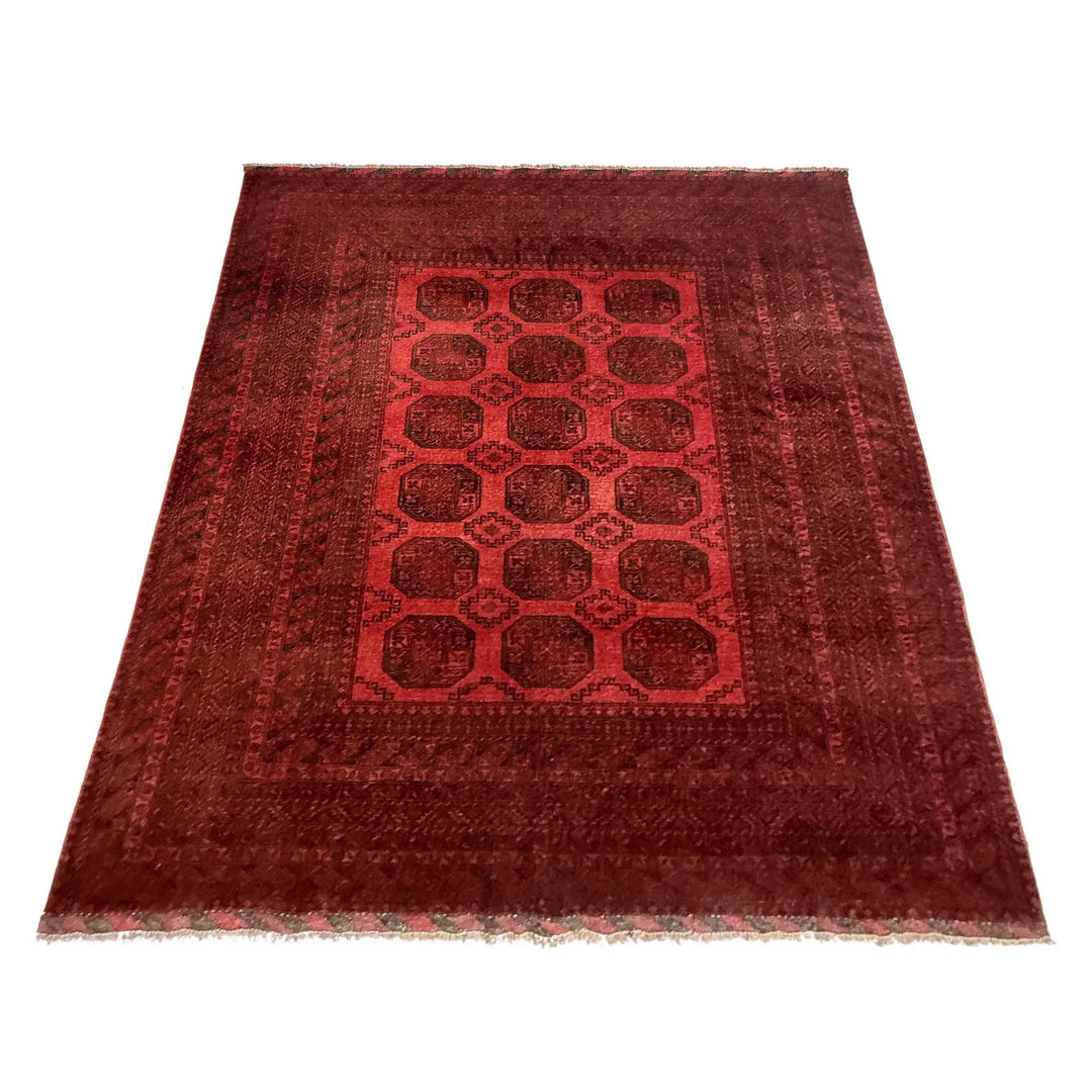 Red Afghan Filpa Rug 6' 8" x 8' 10" Hand-Knotted | No. AL965006