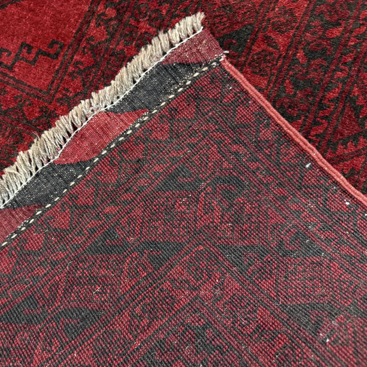 Red Afghan Filpa Rug 6' 8" x 8' 10" Hand-Knotted | No. AL965006