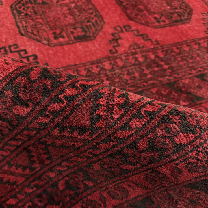 Red Afghan Filpa Rug 6' 8" x 8' 10" Hand-Knotted | No. AL965006