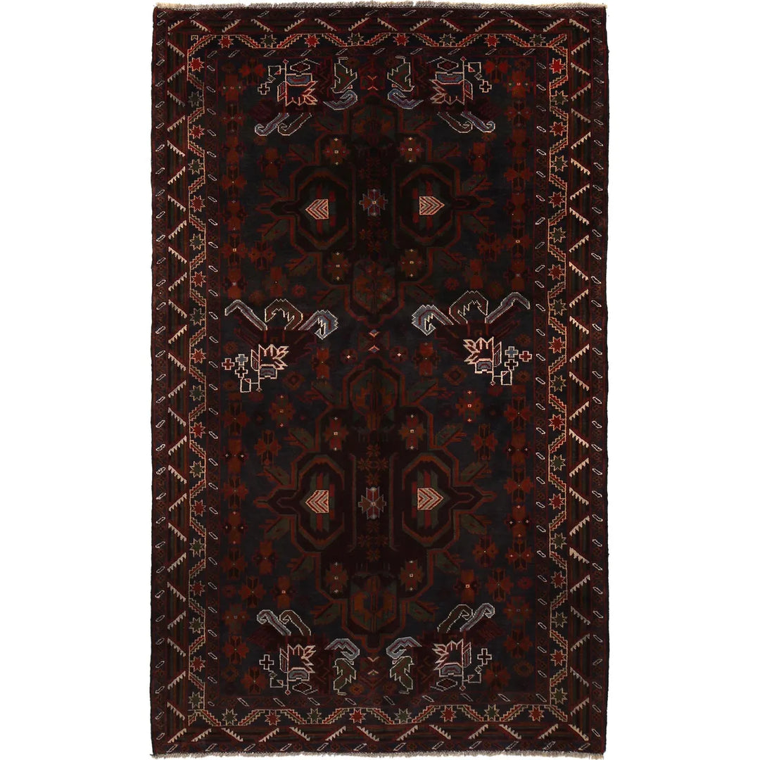 Afghan Baluchi Rug 4' 2" x 7' 1" Hand-Knotted | No. AL96563