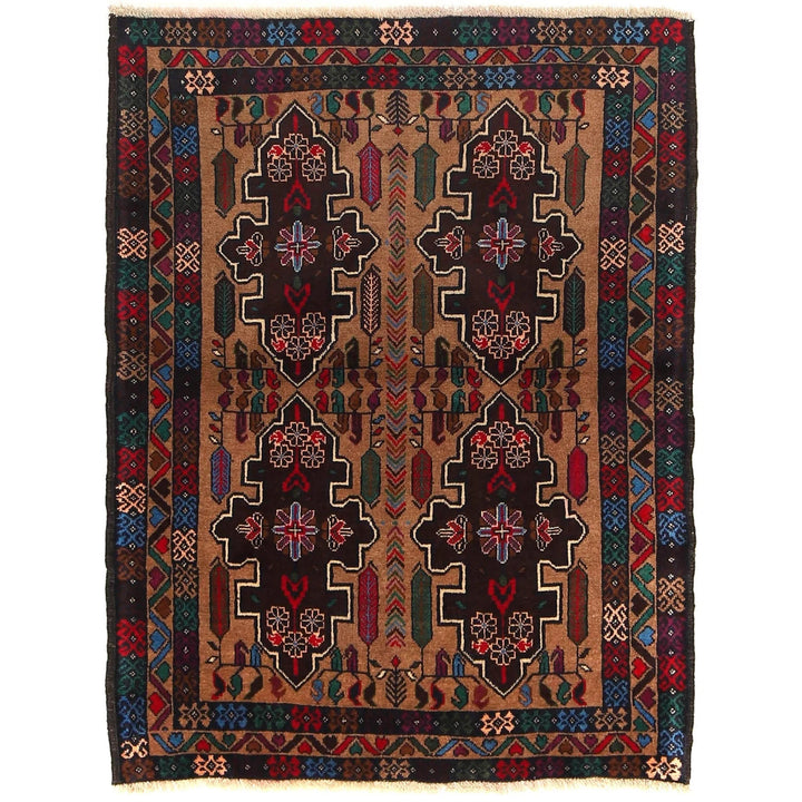 Afghan Baluchi Rug 3' 1" x 4' 0" Hand-Knotted | No. AL96574
