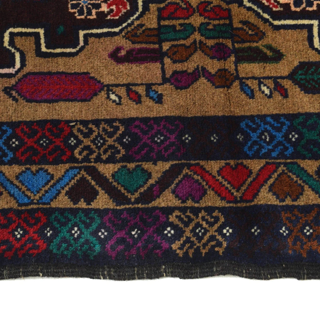 Afghan Baluchi Rug 3' 1" x 4' 0" Hand-Knotted | No. AL96574