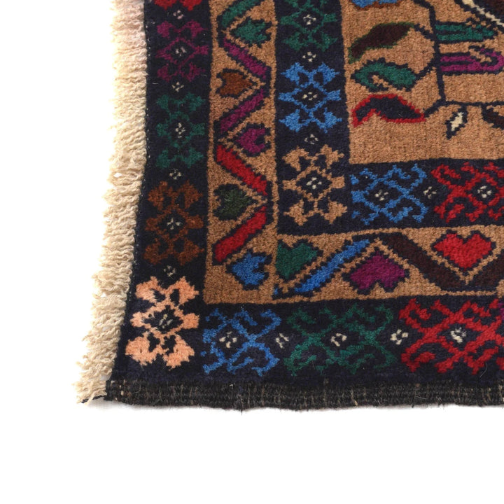 Afghan Baluchi Rug 3' 1" x 4' 0" Hand-Knotted | No. AL96574