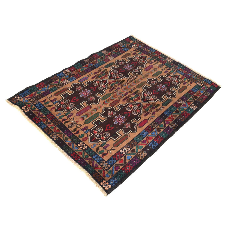 Afghan Baluchi Rug 3' 1" x 4' 0" Hand-Knotted | No. AL96574