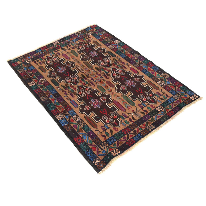 Afghan Baluchi Rug 3' 1" x 4' 0" Hand-Knotted | No. AL96574
