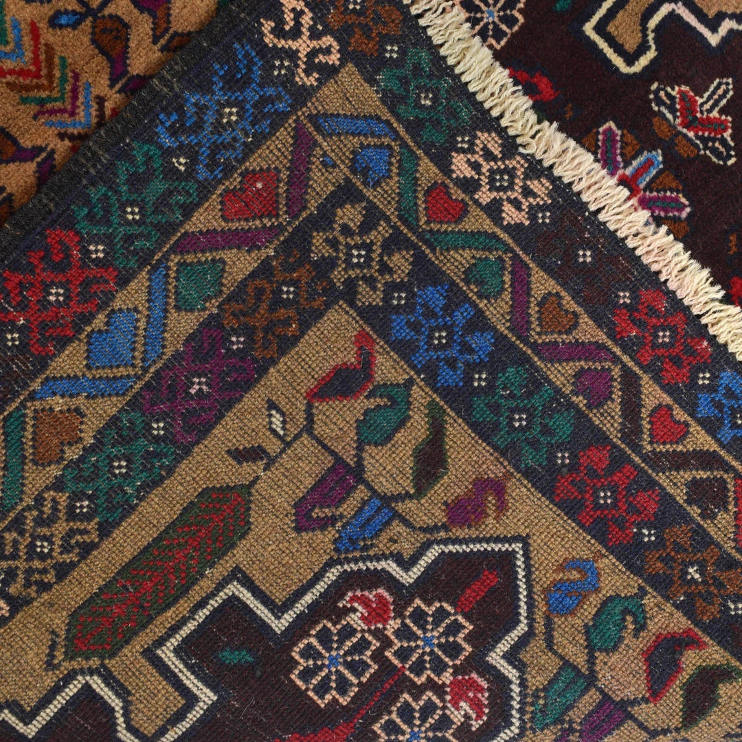 Afghan Baluchi Rug 3' 1" x 4' 0" Hand-Knotted | No. AL96574