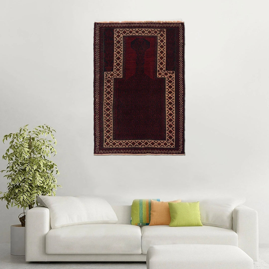 Afghan Prayer Rug 2' 9" x 4' 5" Hand-Knotted | No. AL96583