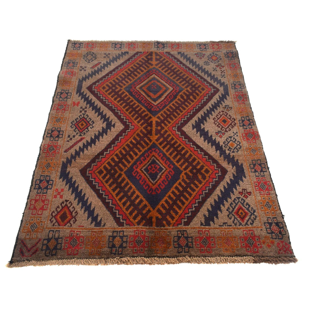 Afghan Baluchi Rug 3' 9" x 5' 7" Hand-Knotted | No. AL96673