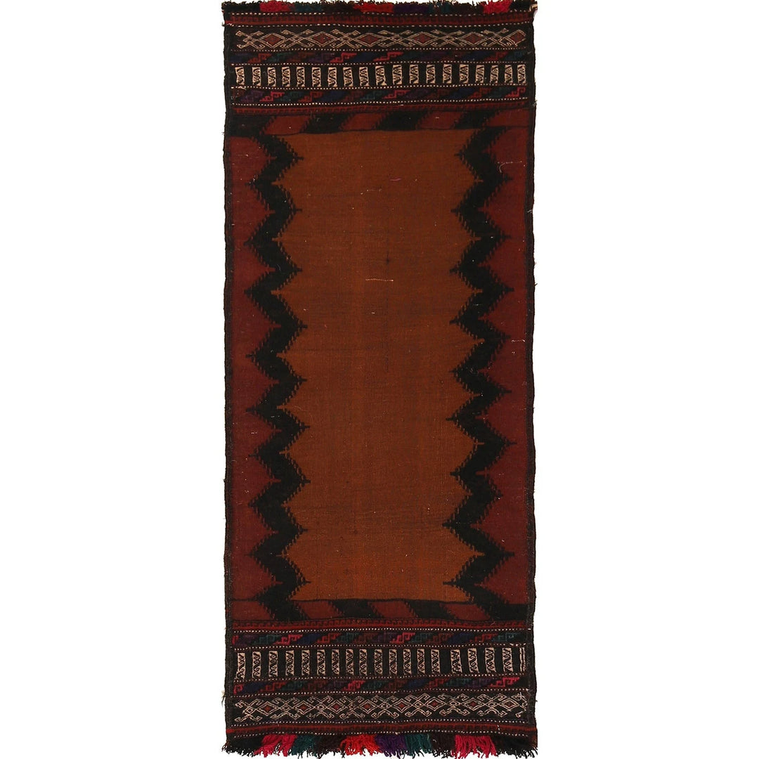 Brown Afghan Kilim Rug 2' 0" x 4' 10" Flat-Weave | No. AL96709
