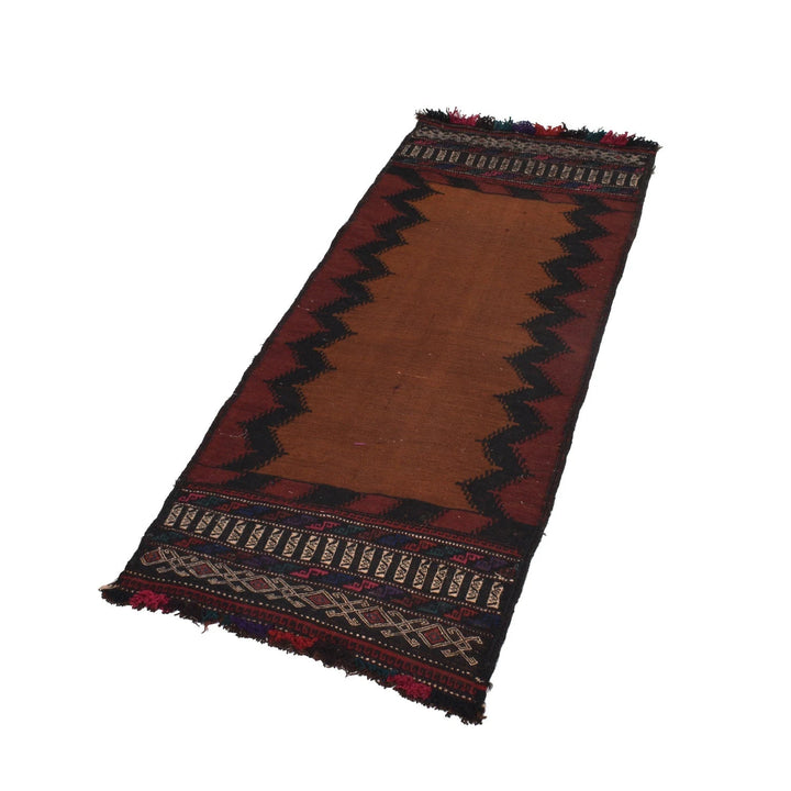 Brown Afghan Kilim Rug 2' 0" x 4' 10" Flat-Weave | No. AL96709