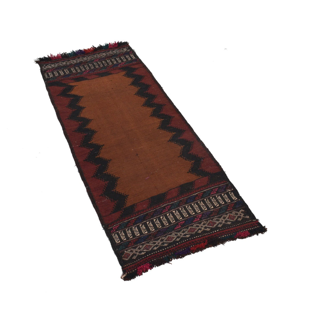 Brown Afghan Kilim Rug 2' 0" x 4' 10" Flat-Weave | No. AL96709
