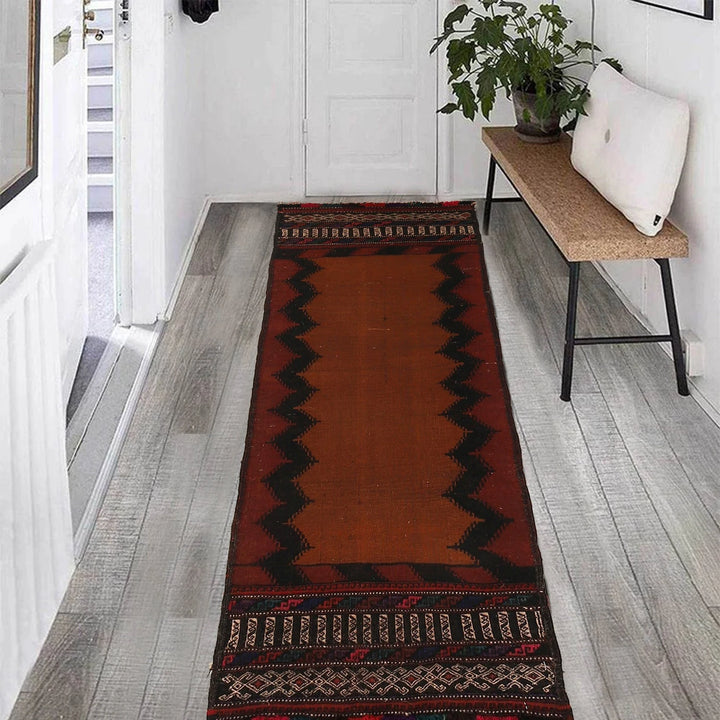 Brown Afghan Kilim Rug 2' 0" x 4' 10" Flat-Weave | No. AL96709