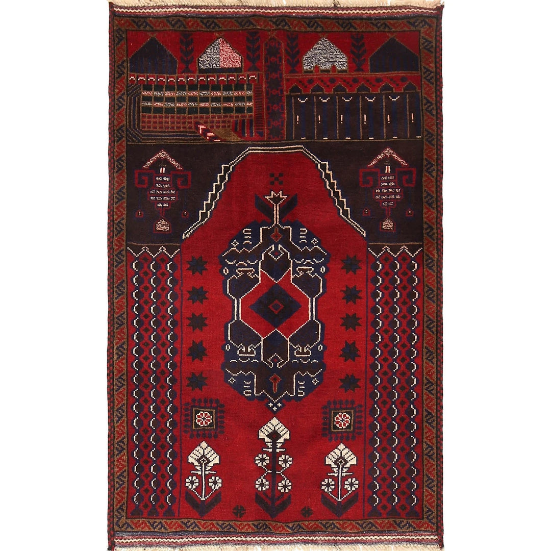 Afghan Prayer Rug 3' 0" x 5' 0" Hand-Knotted | No. AL96765