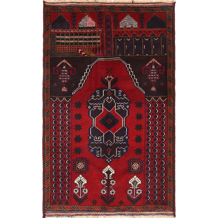 Afghan Prayer Rug 3' 0" x 5' 0" Hand-Knotted | No. AL96765