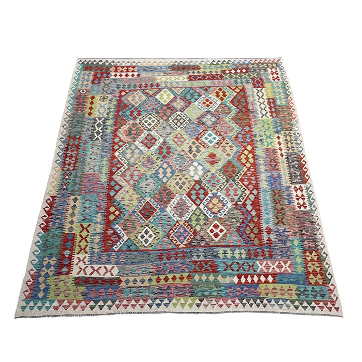Afghan Vegetable Kilim Rug 8' 10" x 11' 6" Flat-Weave | No. AL96776