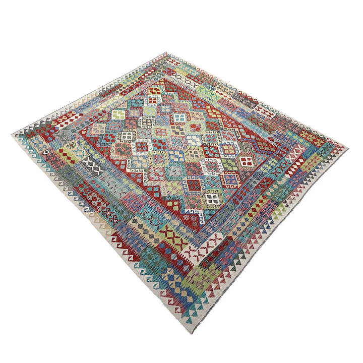 Afghan Vegetable Kilim Rug 8' 10" x 11' 6" Flat-Weave | No. AL96776