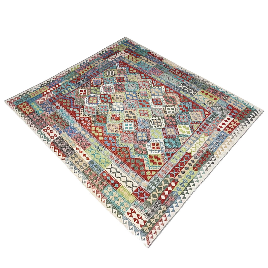 Afghan Vegetable Kilim Rug 8' 10" x 11' 6" Flat-Weave | No. AL96776