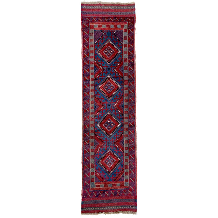 Deep Red Afghan Mashwani Rug 2' 2" x 8' 0" Hand-Knotted | No. AL96833