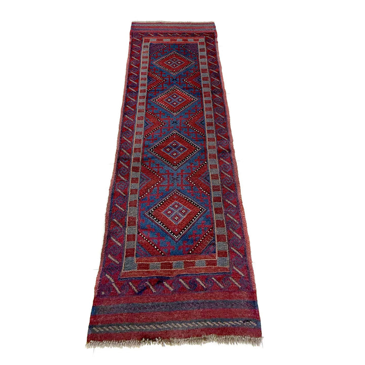 Deep Red Afghan Mashwani Rug 2' 2" x 8' 0" Hand-Knotted | No. AL96833