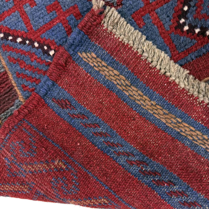 Deep Red Afghan Mashwani Rug 2' 2" x 8' 0" Hand-Knotted | No. AL96833