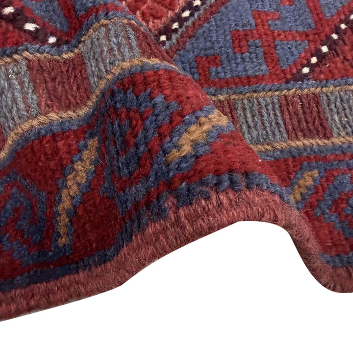 Deep Red Afghan Mashwani Rug 2' 2" x 8' 0" Hand-Knotted | No. AL96833