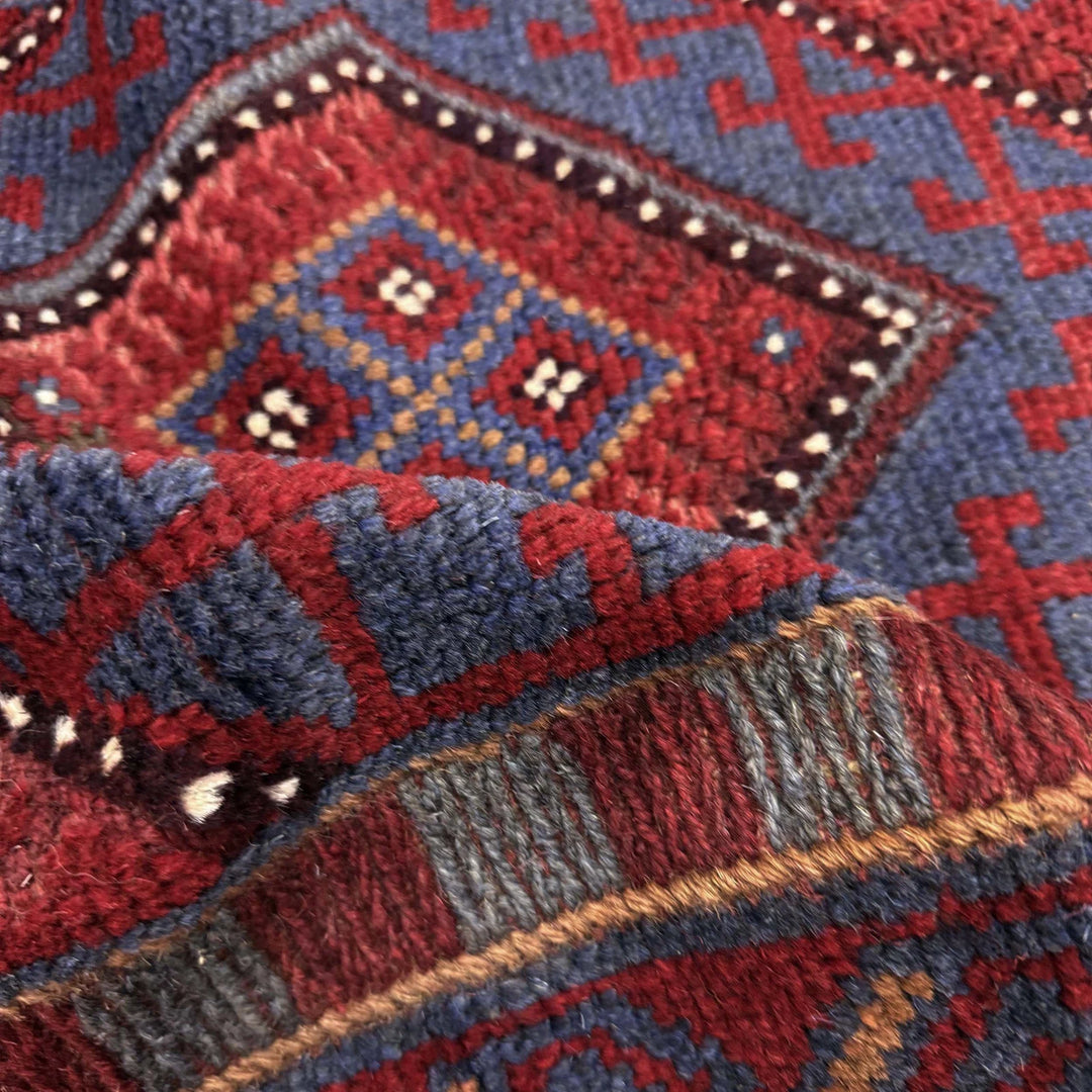 Deep Red Afghan Mashwani Rug 2' 2" x 8' 0" Hand-Knotted | No. AL96833