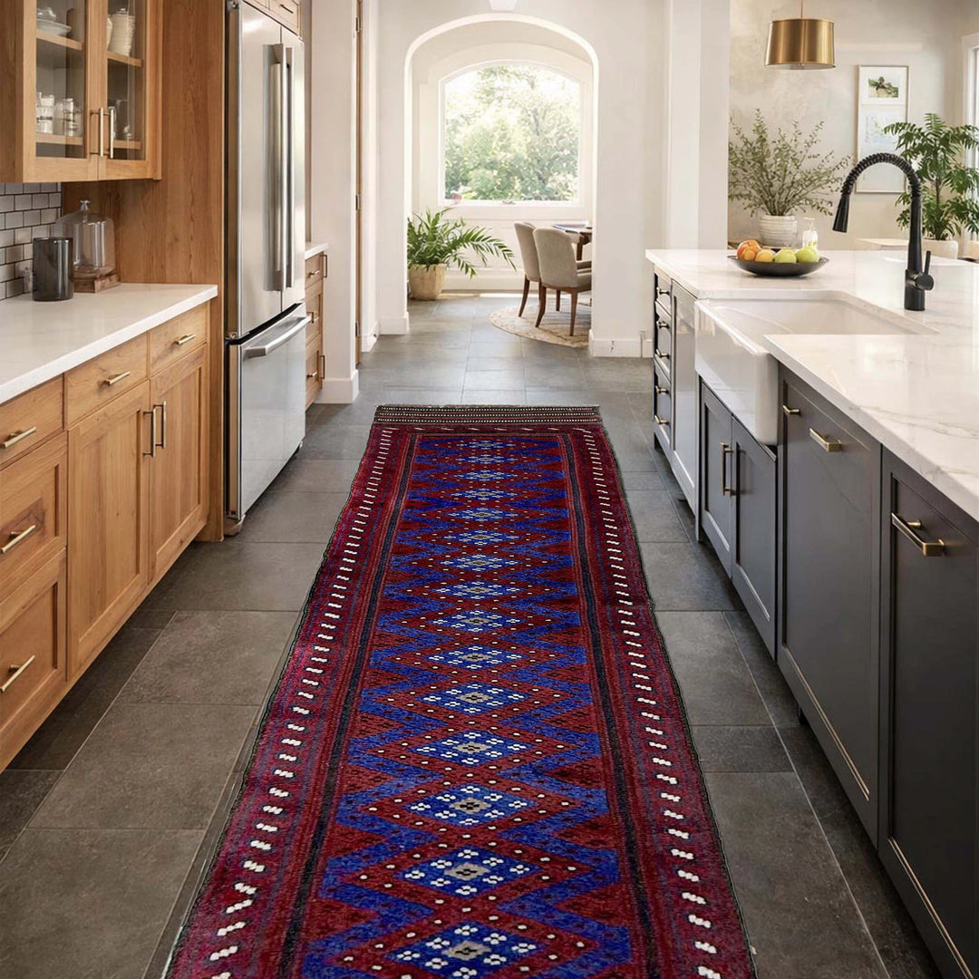 Deep Red Afghan Mashwani Rug 1' 11" x 8' 3" Hand-Knotted | No. AL96861